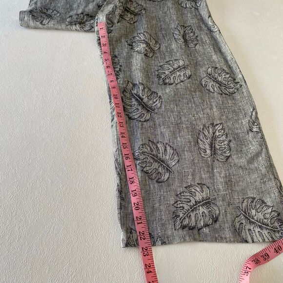 Corey Lynn Calter Jumpsuit Small • Gray Botanical Leaf Print • Wide Leg Linen Bl - Picture 8 of 10
